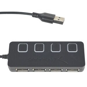 Sabrent 4-Port USB 2.0 Hub with Individual Power Switches HB-UMLS Black